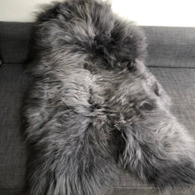 Load image into Gallery viewer, Swedish Sheepskin Rug Sheep Skin Throw - Slate Grey: L