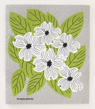 Load image into Gallery viewer, Dogwood on Grey Swedish Dishcloth