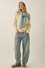 Load image into Gallery viewer, Prep Rally Two-Tone Shoulder-Wrap Sweater