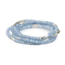 Load image into Gallery viewer, Stone Wrap Bracelet/Necklace - Blue Lace Agate/Silver