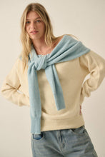 Load image into Gallery viewer, Prep Rally Two-Tone Shoulder-Wrap Sweater