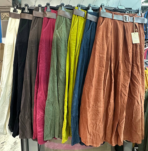 Cotton velvet trousers with belt REF. 36522: Black