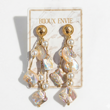 Load image into Gallery viewer, Seashell Pearl Drop Earrings