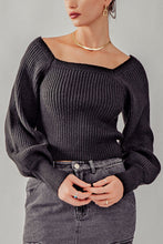 Load image into Gallery viewer, Black Ribbed Boat Neck Sweater