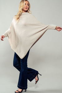 Knit Asymmetrical Jumper with Ribbed Sleeves