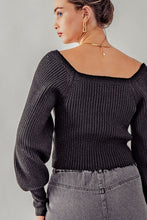 Load image into Gallery viewer, Black Ribbed Boat Neck Sweater