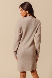 Oatmeal Ribbed Sweater Dress