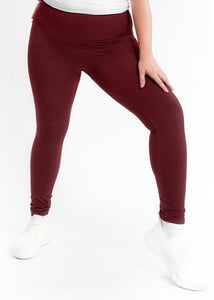 High Waisted Jeggings Burgundy (PLUS)