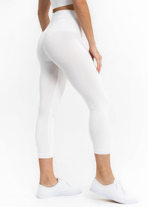 Cropped High Waisted Jeggings White