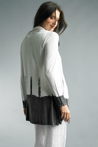 White Dip Dye Silk Cardigan