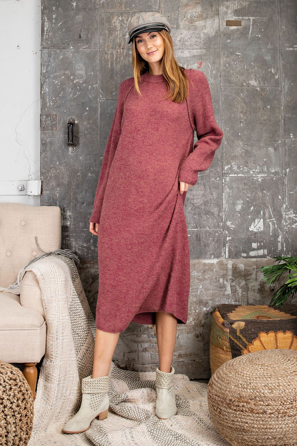 Heathered Crimson Sweater Dress