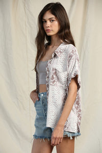 Snakeskin Button Down Top