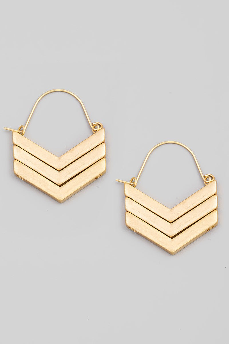 Chevron Triple Stack Earring Gold