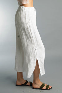 White Easy Crop Linen Pant