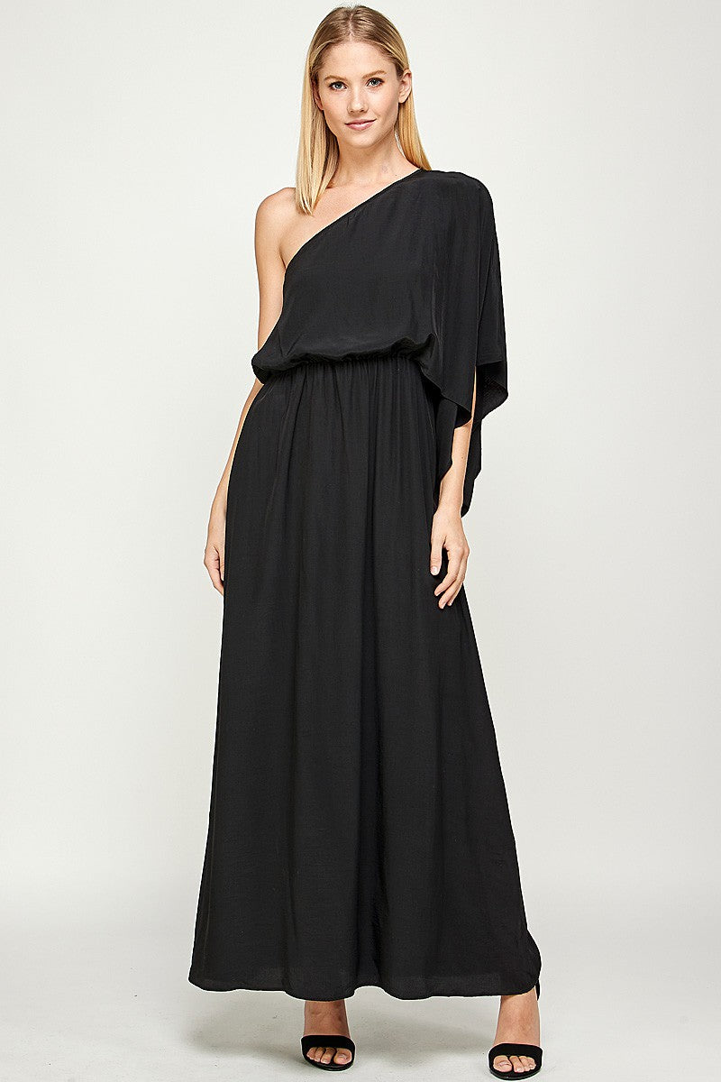 Black One Shoulder Maxi Dress