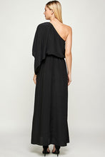 Load image into Gallery viewer, Black One Shoulder Maxi Dress