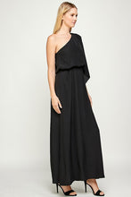 Load image into Gallery viewer, Black One Shoulder Maxi Dress