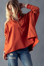 Load image into Gallery viewer, Ribbed Zip Up Dolman Tunic Rust