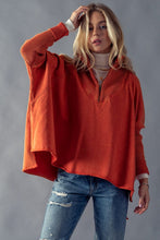 Load image into Gallery viewer, Ribbed Zip Up Dolman Tunic Rust