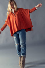 Load image into Gallery viewer, Ribbed Zip Up Dolman Tunic Rust