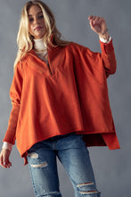 Load image into Gallery viewer, Ribbed Zip Up Dolman Tunic Rust