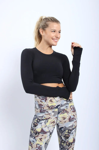 Active Cropped Long Sleeve with Thumb Holes