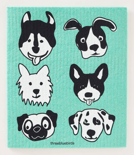 Bow Wow on Green Swedish Dishcloth