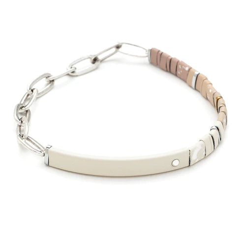 Good Karma Ombre w/Chain Bracelet - Joy & Kindness Ivory/Silver
