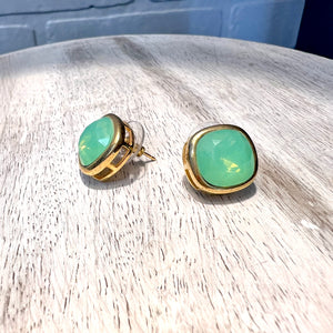 Green Squoval Studs