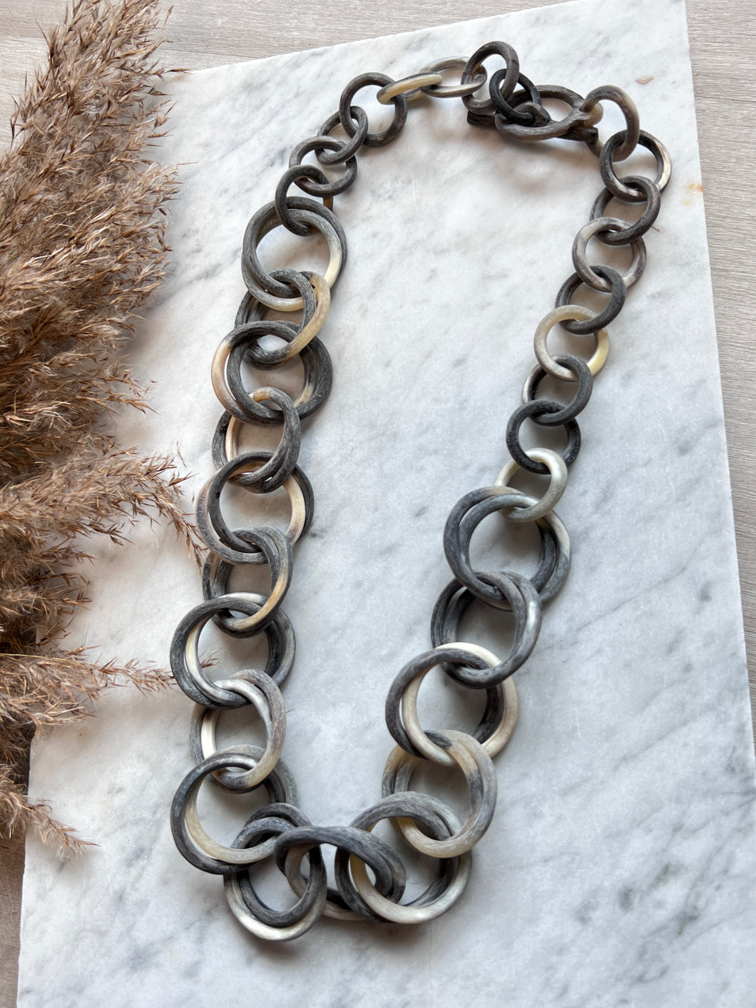 Fair Trade Horn Grey Matte Necklace