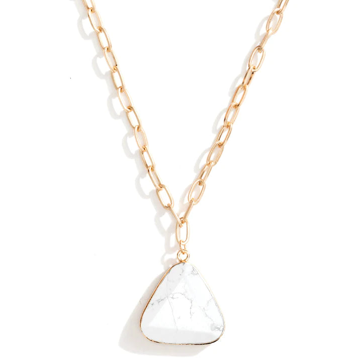 Triangle Stone Necklace White