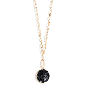 Long Round Stone Necklace Black