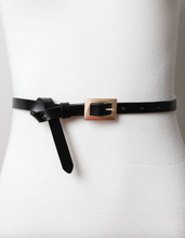 Load image into Gallery viewer, Gold Buckle Black Skinny Belt