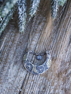 Paisley Moon Necklace with Diamond Charm