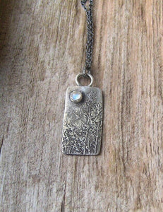 Sterling Silver Woodland Bar Necklace with Moonstones