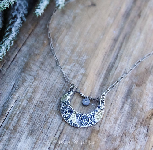 Paisley Moon Necklace with Diamond Charm