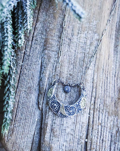 Paisley Moon Necklace with Diamond Charm